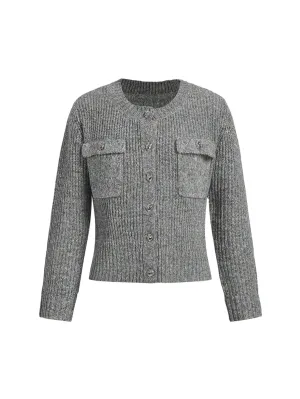 Hattie Buttoned Knit Cardigan with Pockets in Grey