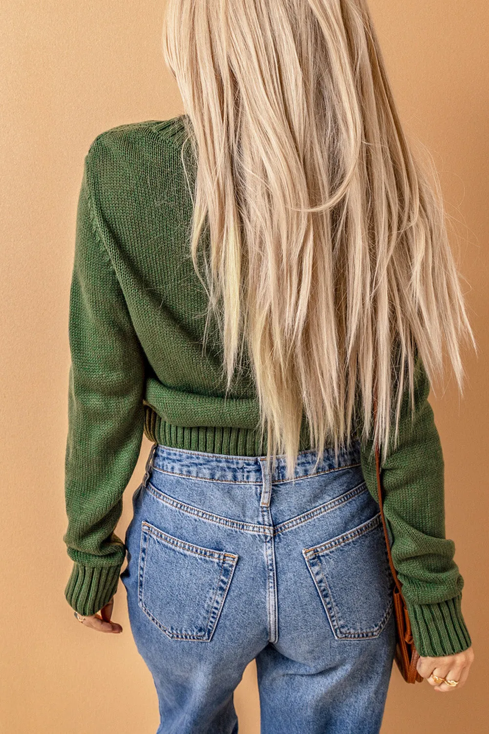 Hazel Blues® |  Cable-Knit Button Down V-Neck Cardigan