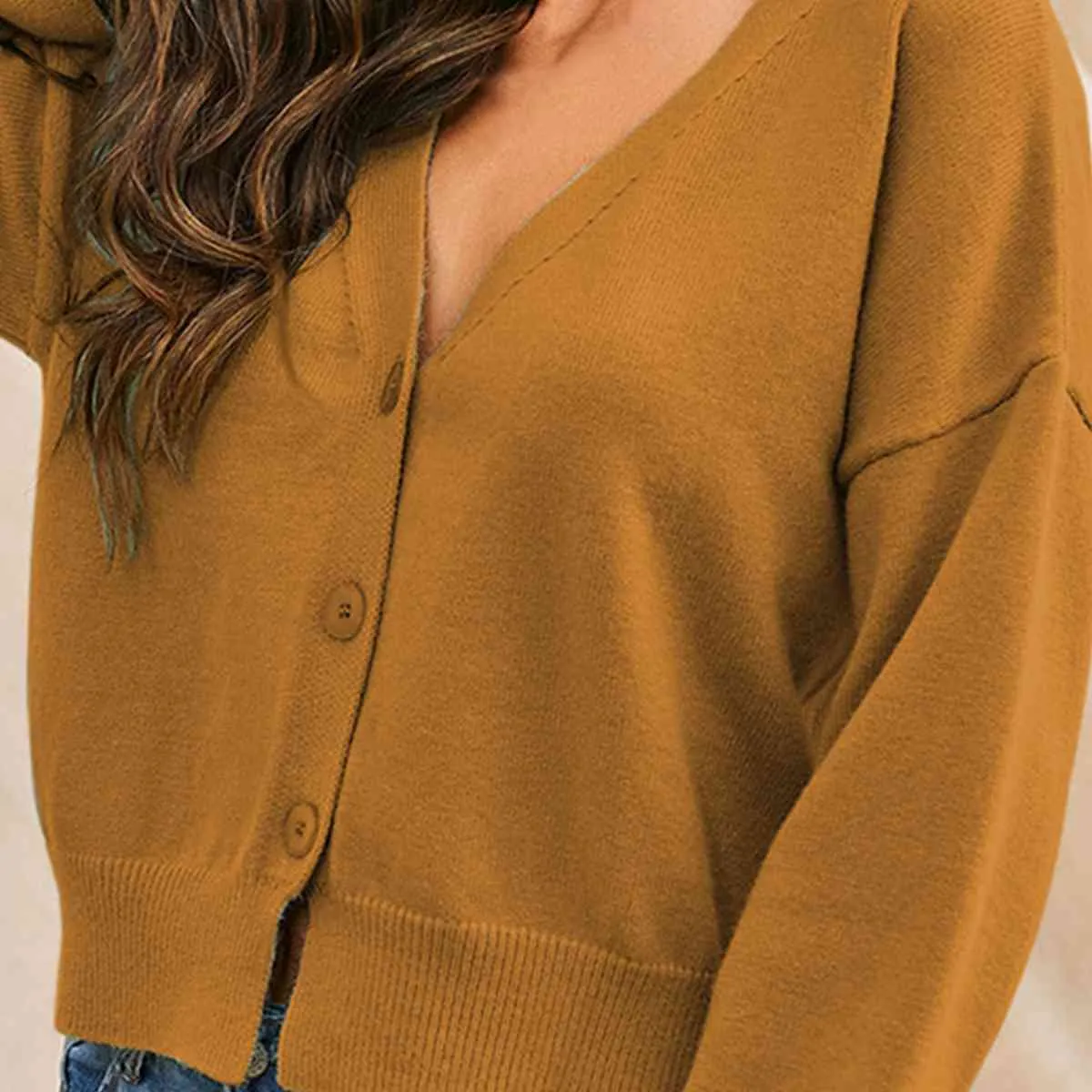 Hazel Blues® |  Dropped Shoulder Half Button Cardigan