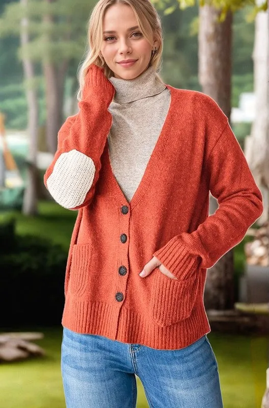 Hazel Blues® |  Heimish Long Sleeve V Neck Button Down Cardigan