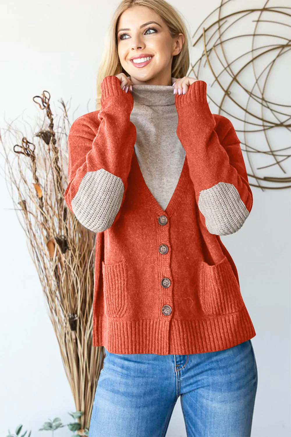 Hazel Blues® |  Heimish Long Sleeve V Neck Button Down Cardigan