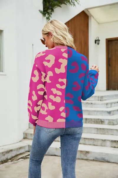 Hazel Blues® |  Leopard Button Up Dropped Shoulder Cardigan