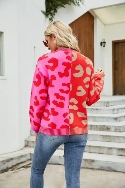 Hazel Blues® |  Leopard Button Up Dropped Shoulder Cardigan