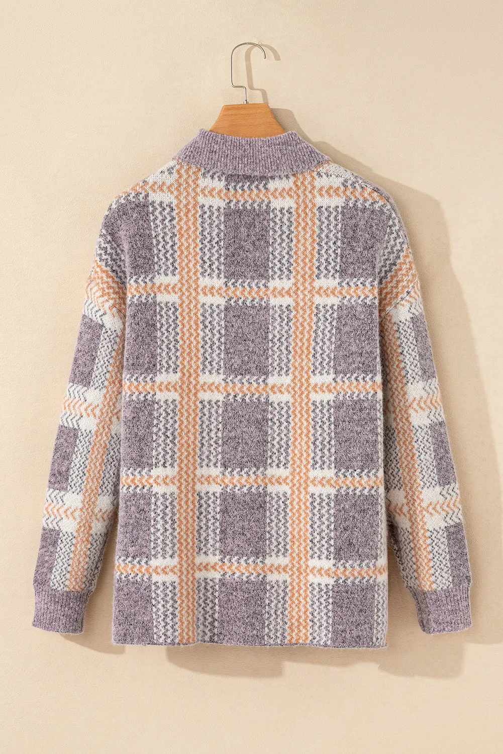 Hazel Blues® |  Plaid Button Up Collared Neck Cardigan