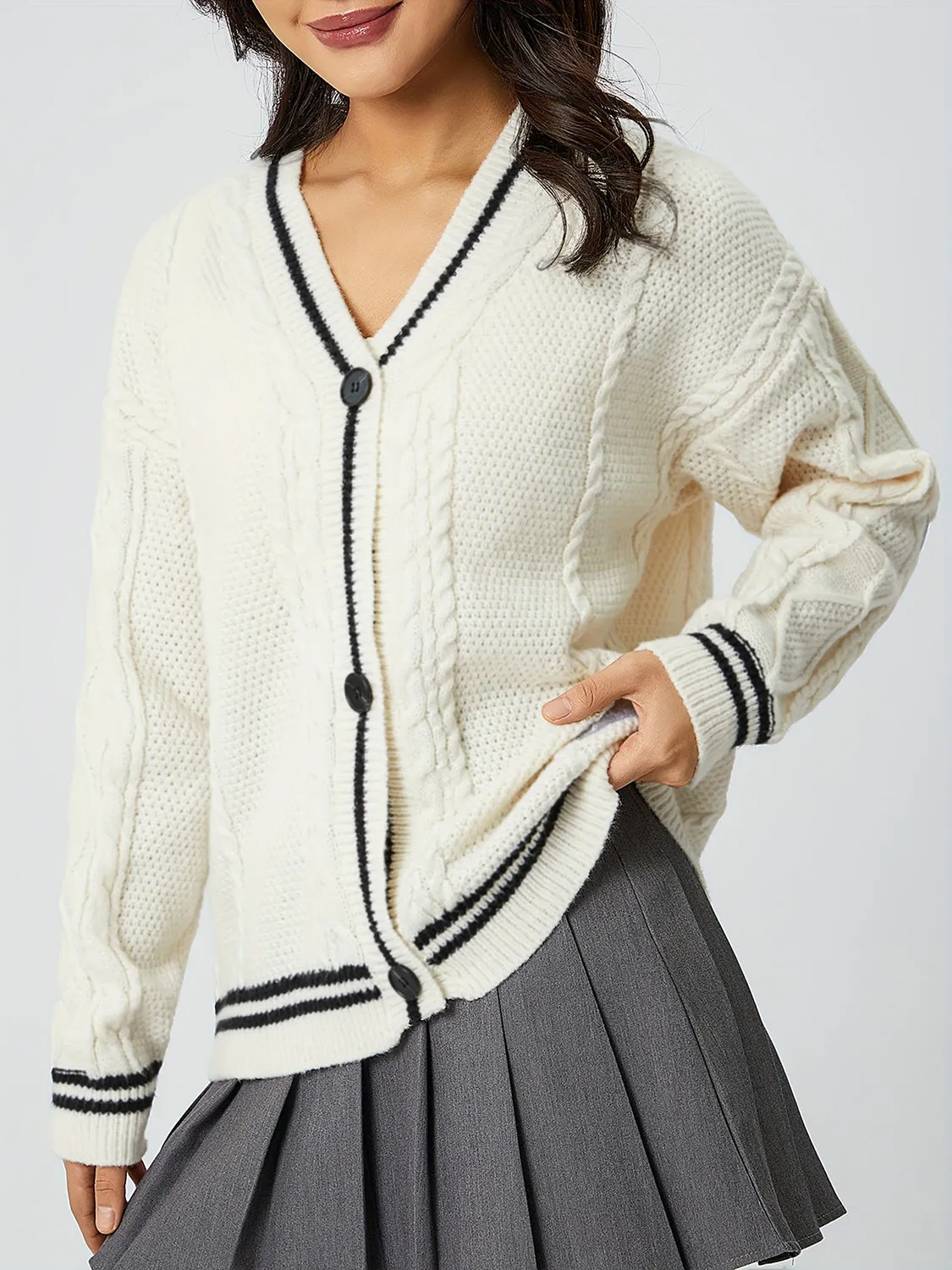 Hazel Blues® |  Star Embroidered V-Neck Long Sleeve Cardigan