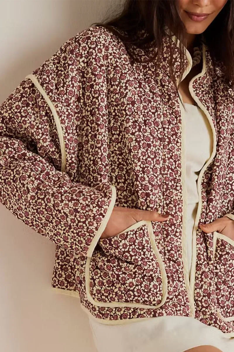 HCR1153 Floral Quilted Kimono Jacket Outerwear