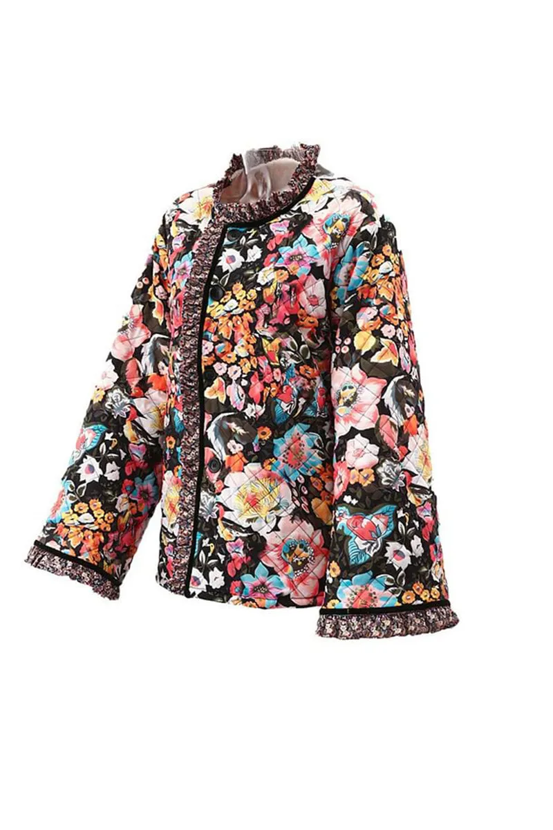 HCS1229 Floral Quilted Kimono Jacket Outerwear