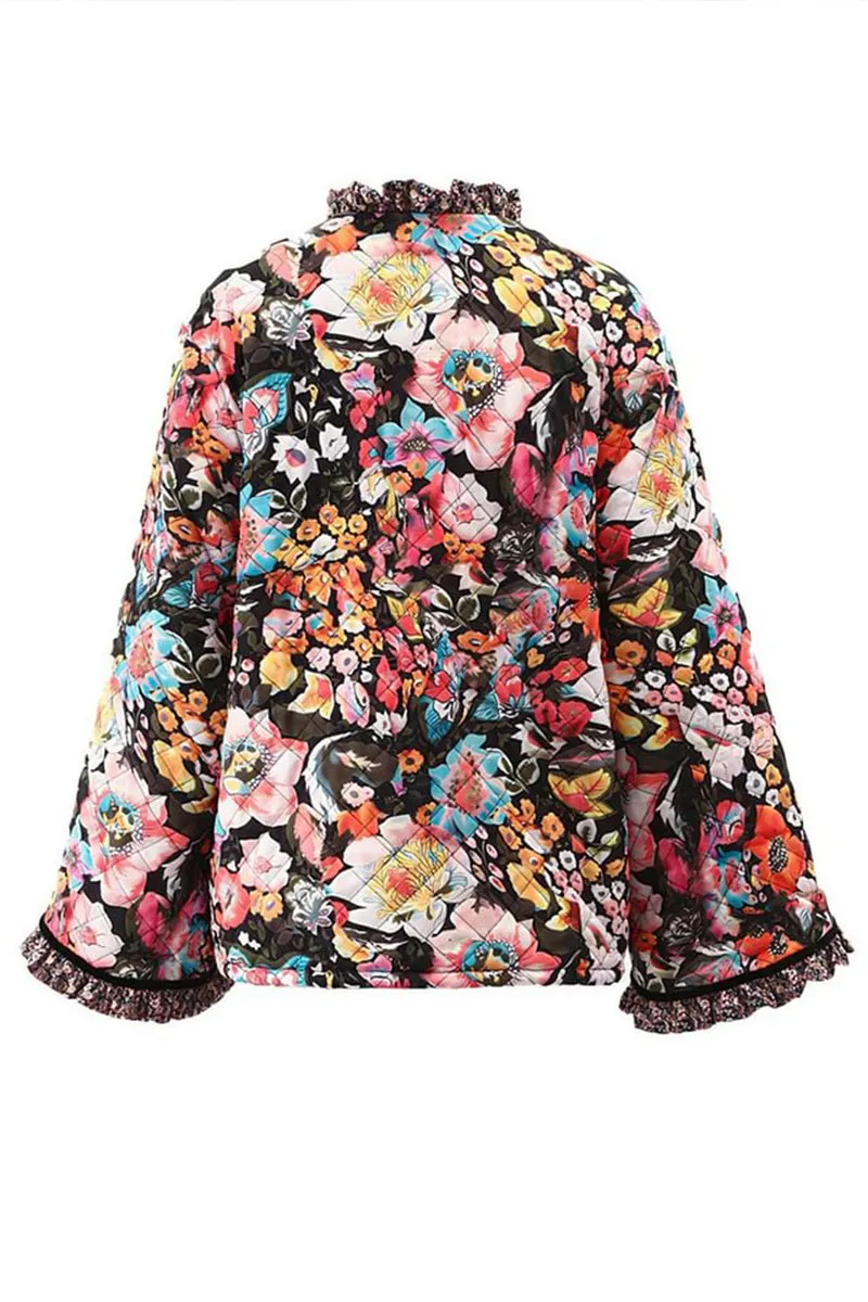 HCS1229 Floral Quilted Kimono Jacket Outerwear
