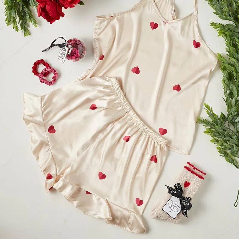 Hearts - Cami   Ruffled Shorts PJ sets
