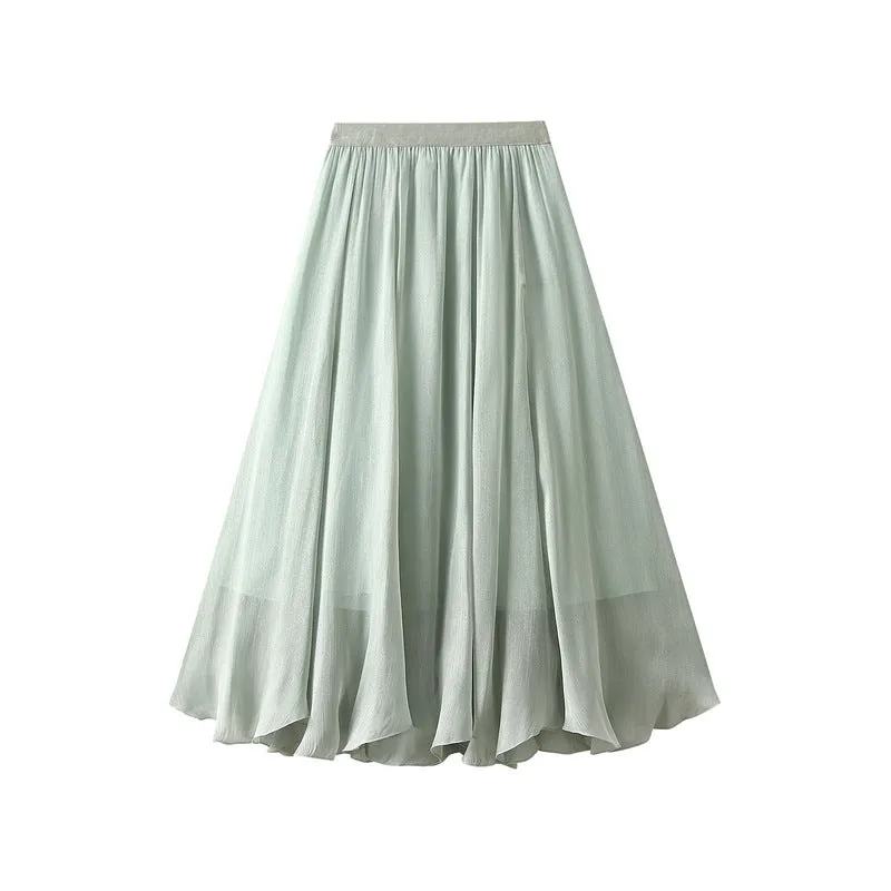 High Waist Irregular Midi Skirt in Streamer Yarn