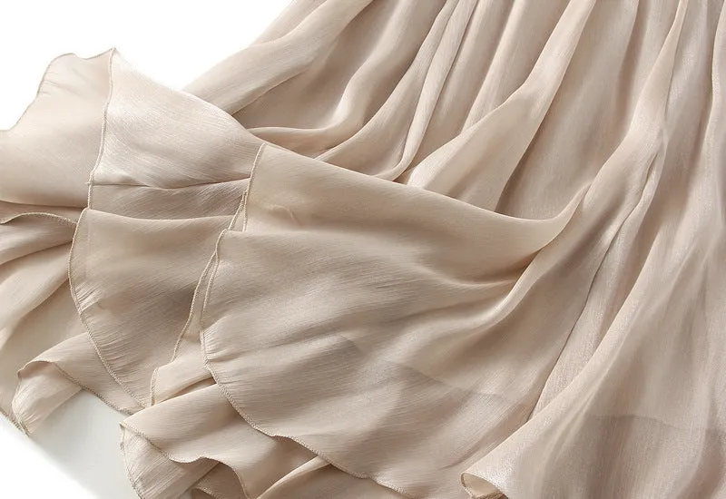 High Waist Irregular Midi Skirt in Streamer Yarn