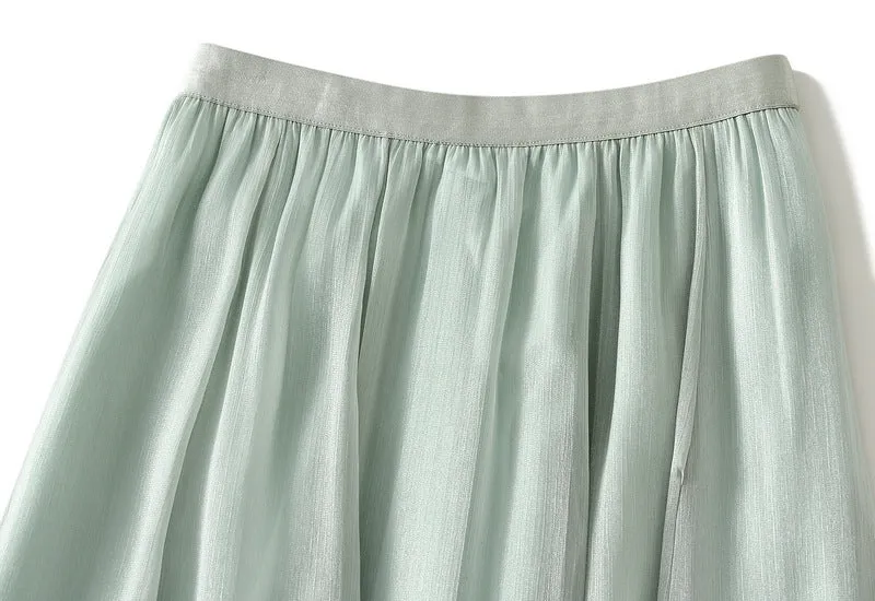 High Waist Irregular Midi Skirt in Streamer Yarn