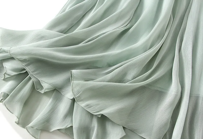 High Waist Irregular Midi Skirt in Streamer Yarn