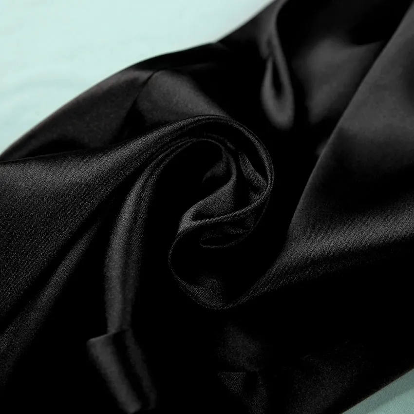 HiLoc Backless Satin Sexy Pajamas Black Lace Pajamas With Pa