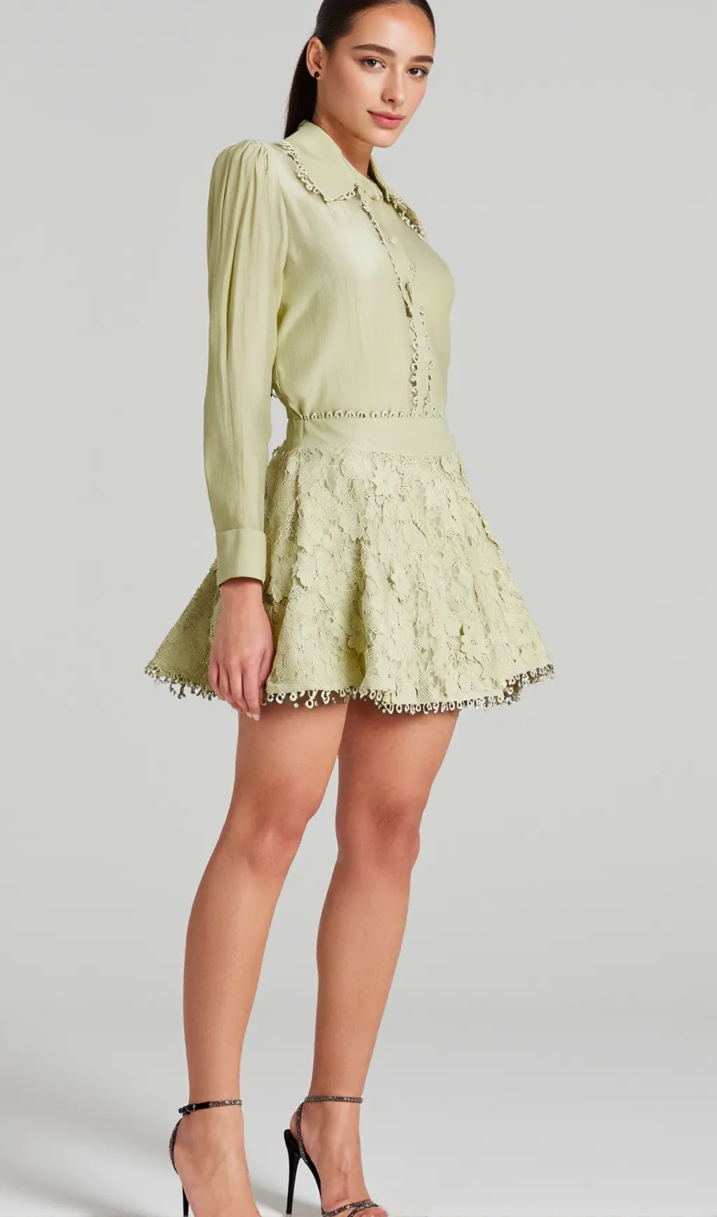 Hélène floral embroidered shirt & skirt matching set