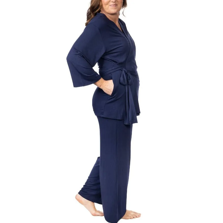 Home Recovery Pajamas in Navy Blue