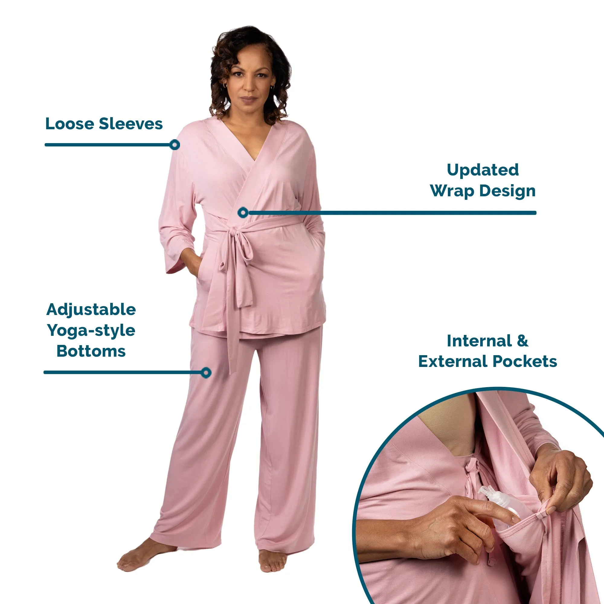 Home Recovery Pajamas in Rose Pink