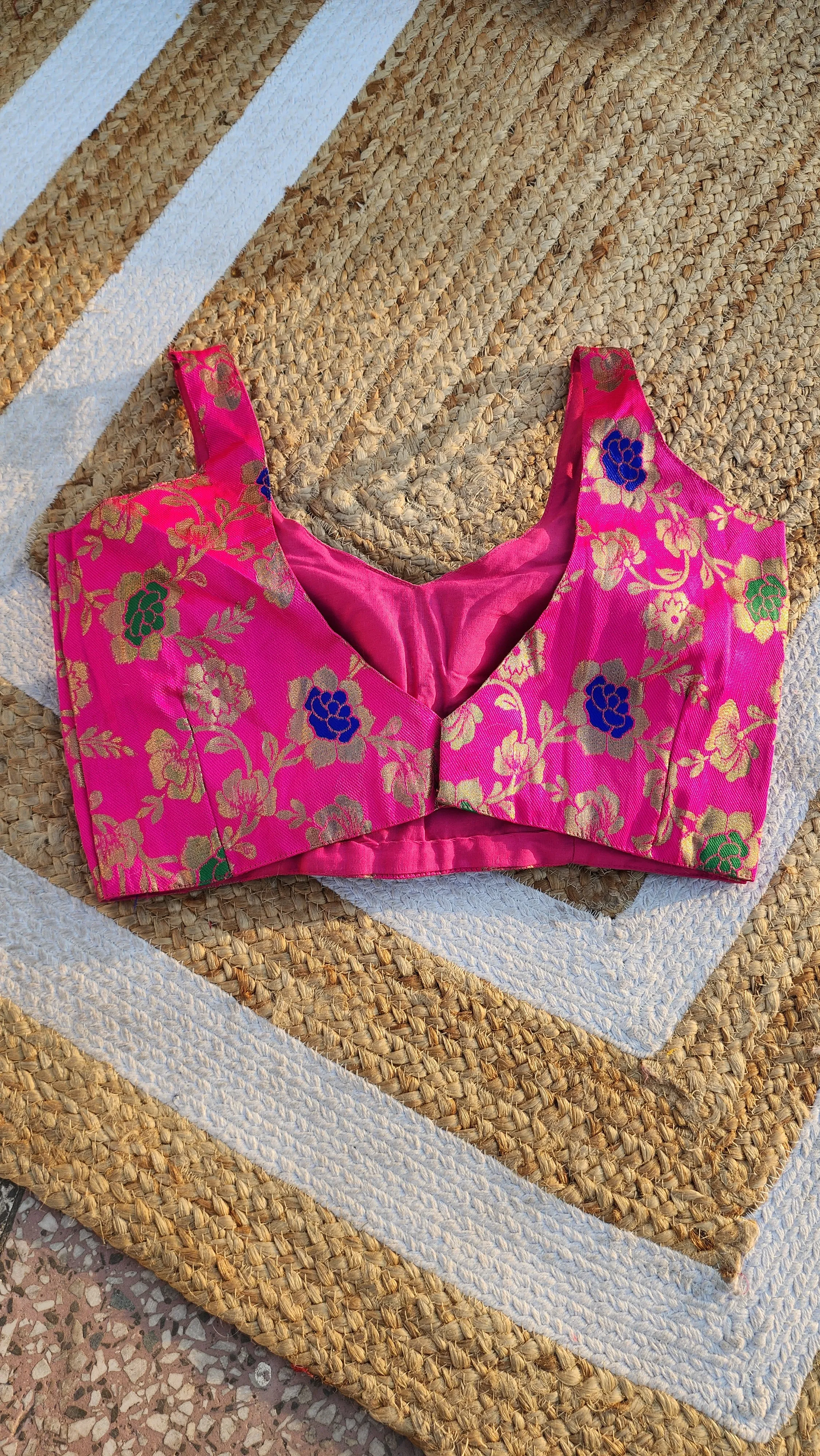 Hot Pink Brocade Blouse