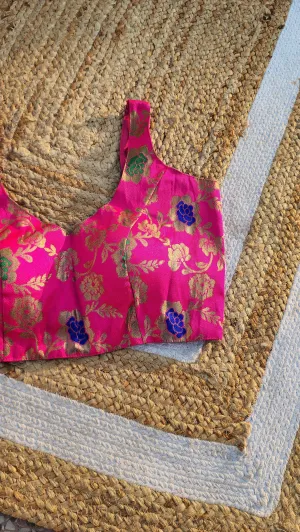 Hot Pink Brocade Blouse