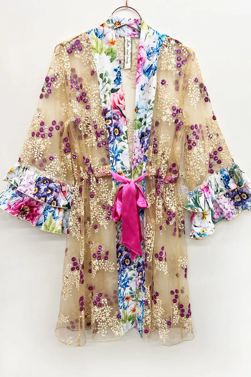 Ibiza Embellished Mesh Kimono by Aratta