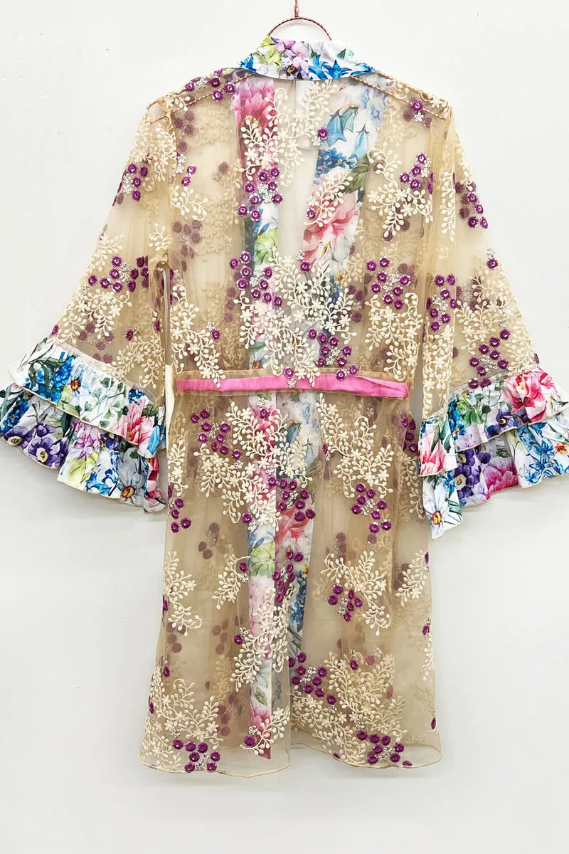 Ibiza Embellished Mesh Kimono by Aratta