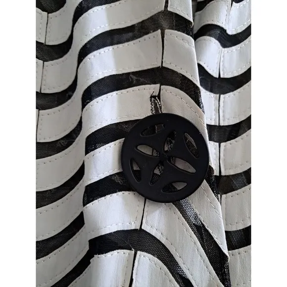 IC by Connie K Jacket Black White Lagenlook Kimono 3/4 Cuffed Button
