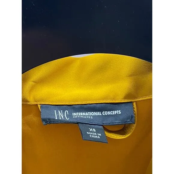 INC INTERNATIONAL CONCEPTS Women's Gold Floral Lace Embroidered Kimono Robe SZXS