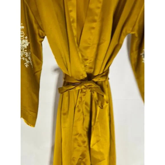 INC INTERNATIONAL CONCEPTS Women's Gold Floral Lace Embroidered Kimono Robe SZXS