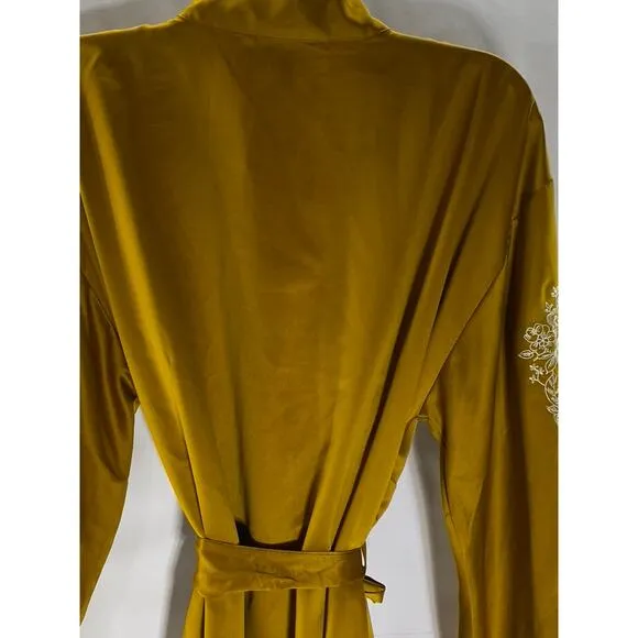 INC INTERNATIONAL CONCEPTS Women's Gold Floral Lace Embroidered Kimono Robe SZXS