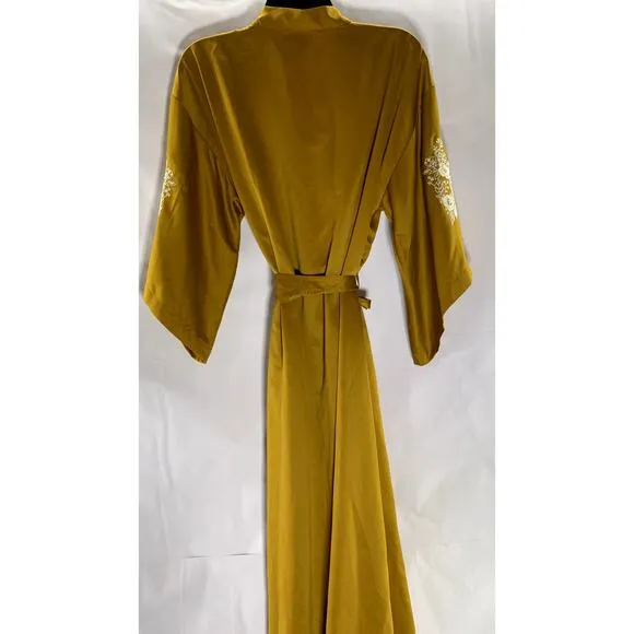 INC INTERNATIONAL CONCEPTS Women's Gold Floral Lace Embroidered Kimono Robe SZXS