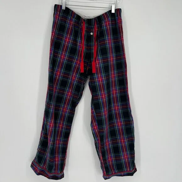 J Crew Pajamas Womens M Plaid Black Stewart Tartan Set Cozy Classic