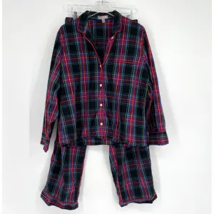 J Crew Pajamas Womens M Plaid Black Stewart Tartan Set Cozy Classic