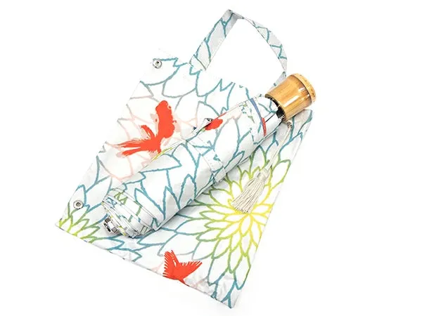 Japanese Folding Parasol for both rain and shine - Goldfish pattern