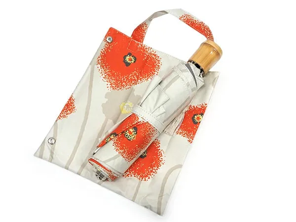 Japanese Folding Parasol for both rain and shine - Poppy pattern