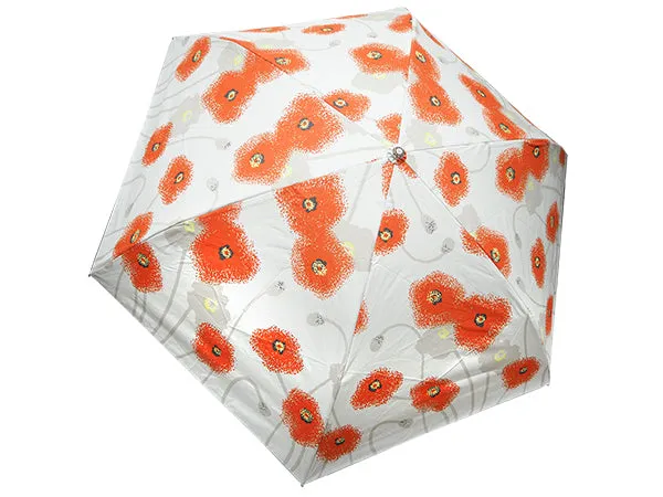Japanese Folding Parasol for both rain and shine - Poppy pattern