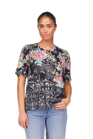 Johnny Was The Janie Favorite Kimono Sleeve Mandarin Tee - Lavilla Black T14625-3