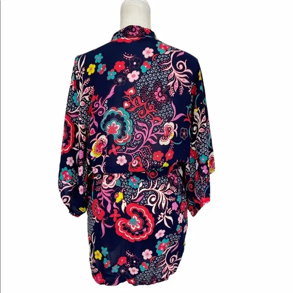 Josie Natori Floral Print Boho Kimono Robe/Cardi/Bathing Suit Cover in a Small