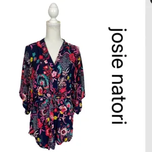 Josie Natori Floral Print Boho Kimono Robe/Cardi/Bathing Suit Cover in a Small