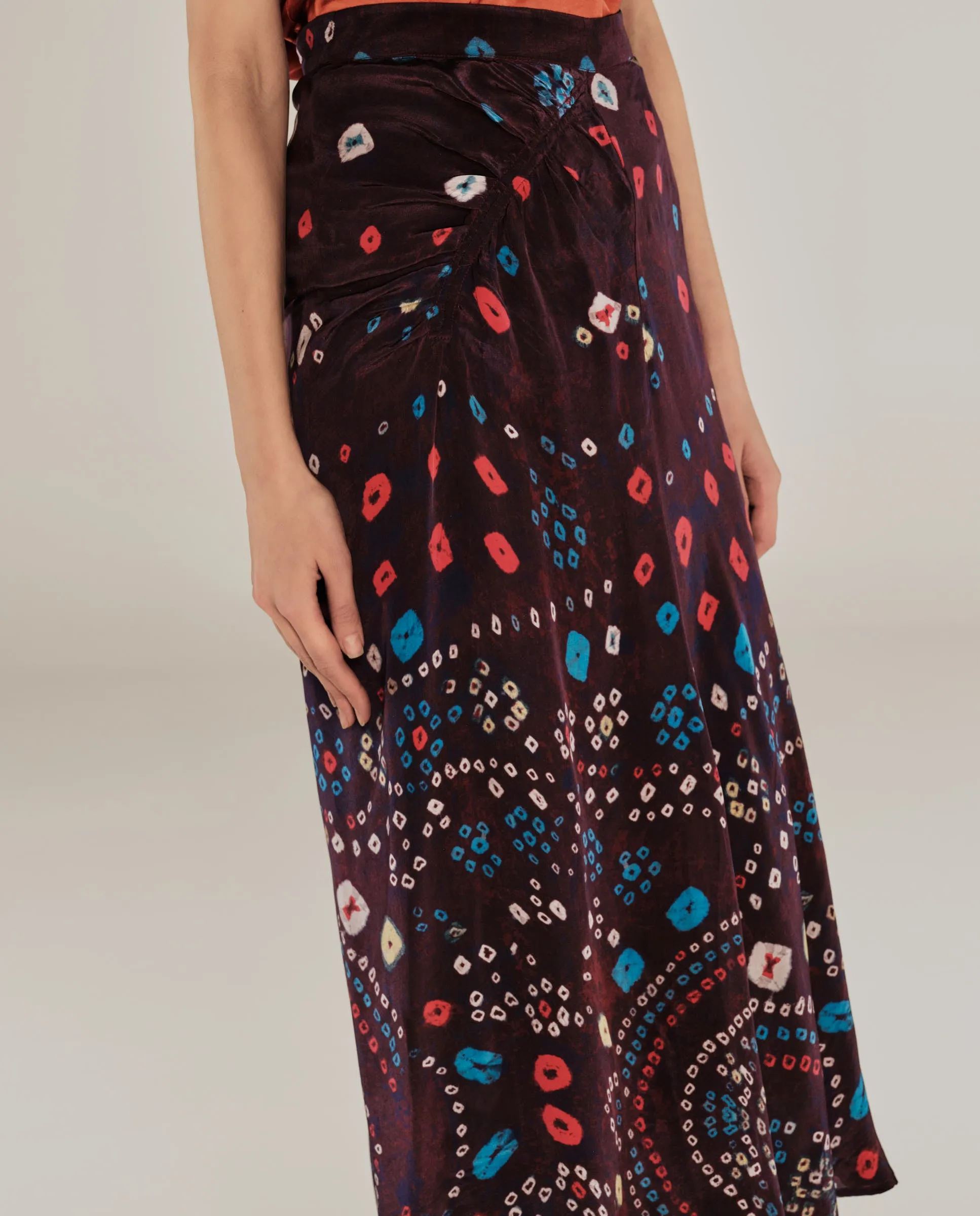 KAKOLI | Aubergine Multicolour Printed Skirt