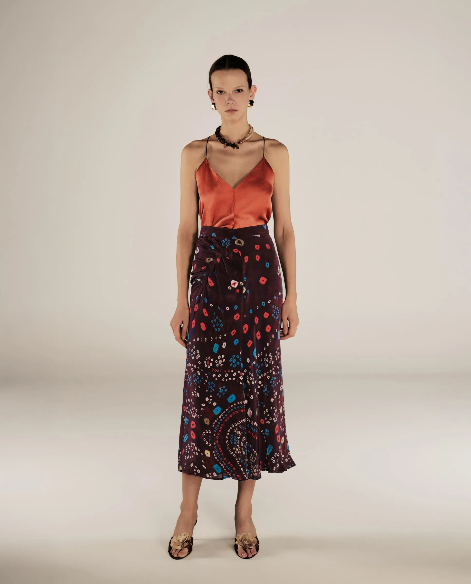 KAKOLI | Aubergine Multicolour Printed Skirt