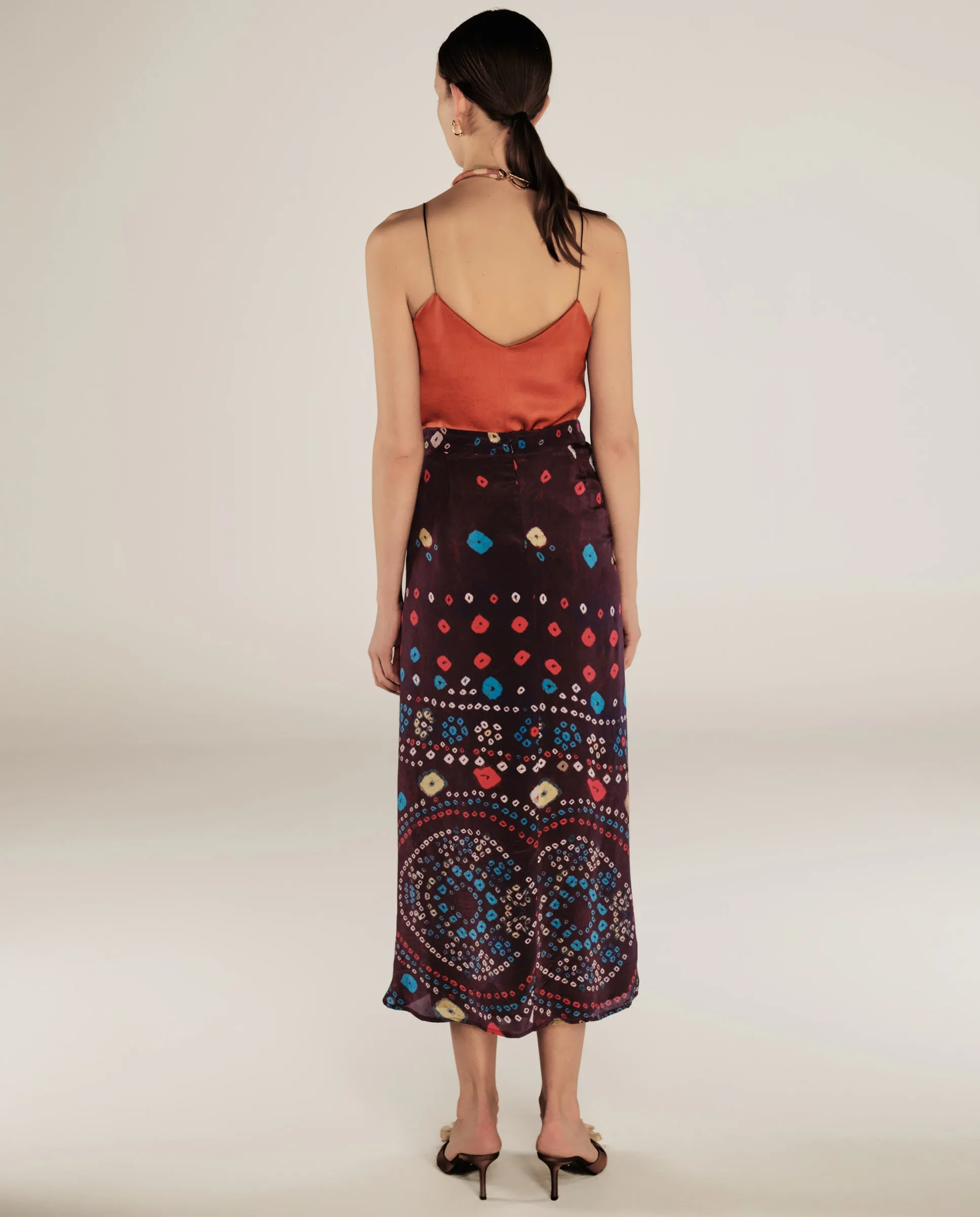 KAKOLI | Aubergine Multicolour Printed Skirt