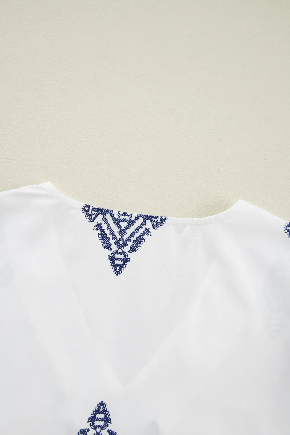 KaleaBoutique Boho Geometric Print Bracelet Sleeve V Neck Blouse
