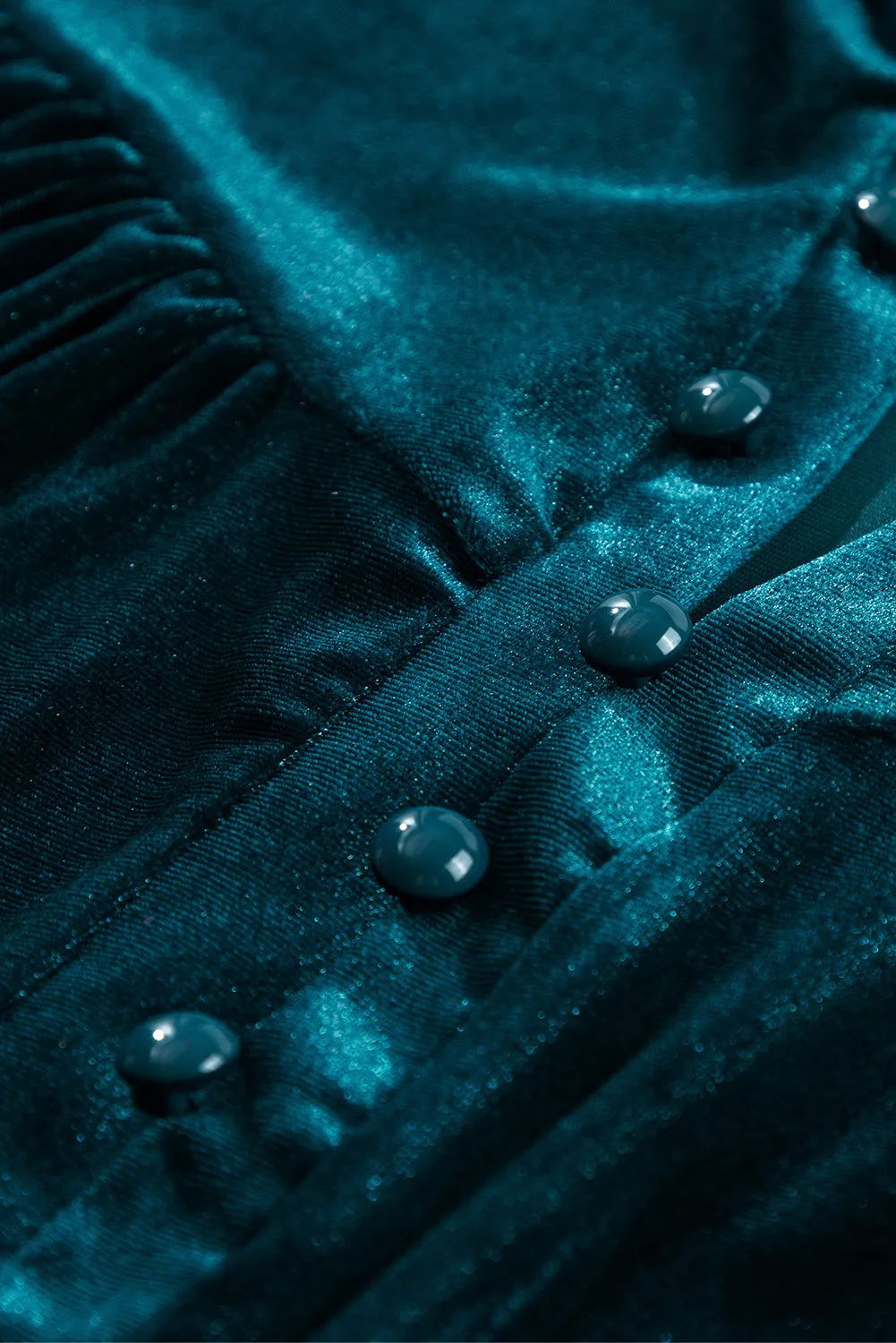 KaleaBoutique Lantern Sleeve Beaded Split V Neck Velvet Top