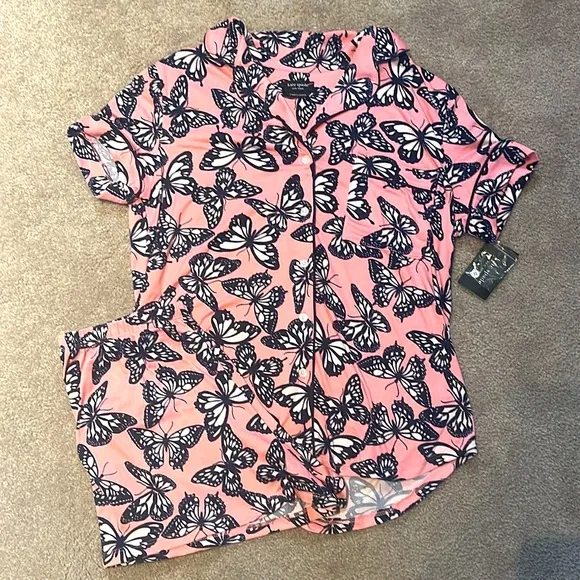 Kate Spade New York Pink Butterfly Print Pajama Set!