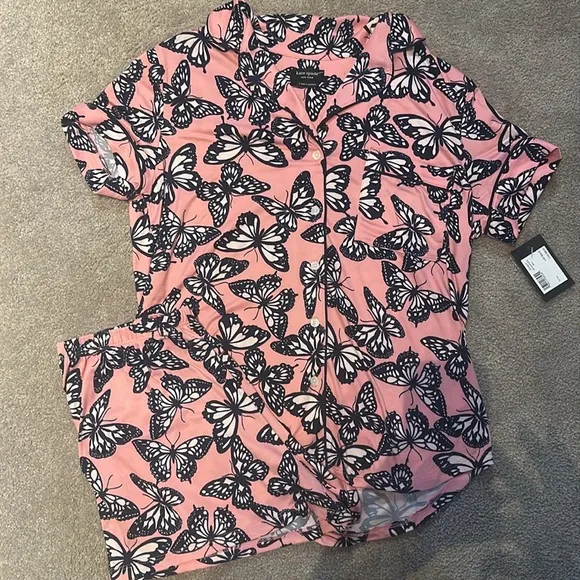 Kate Spade New York Pink Butterfly Print Pajama Set!