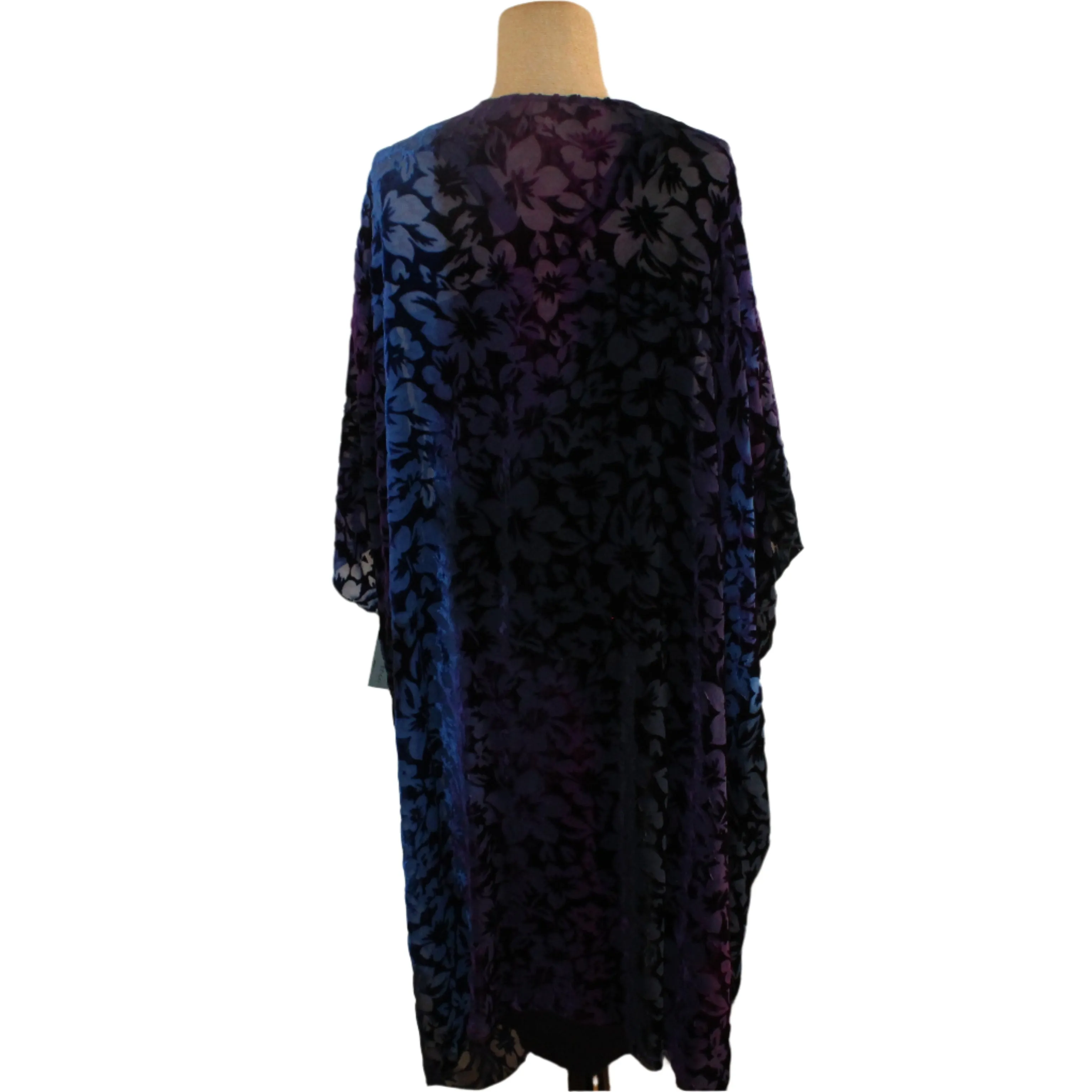 Kay Chapman Flowing Vest, Cut Velvet, Baroque, Blue/Purple, Fits M-XL