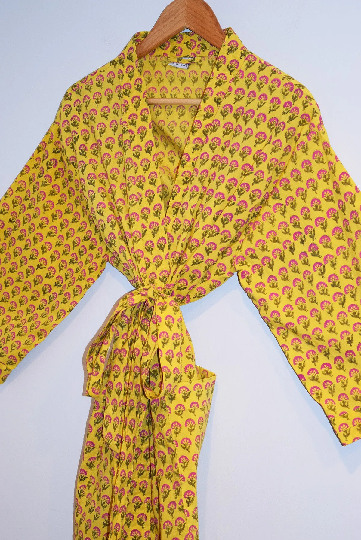 Kerala Short Robe | Palace Floral Yellow