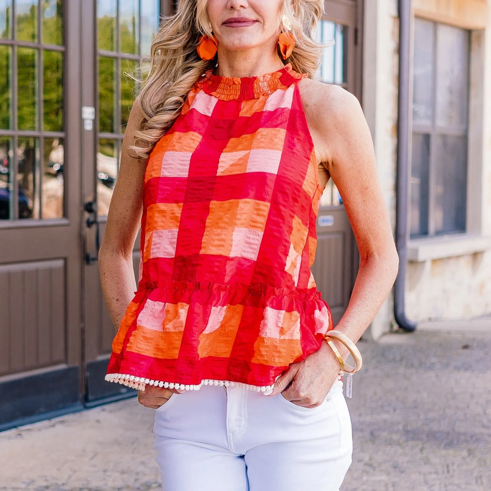 Key West Gingham Plaid Halter Top-FINAL SALE