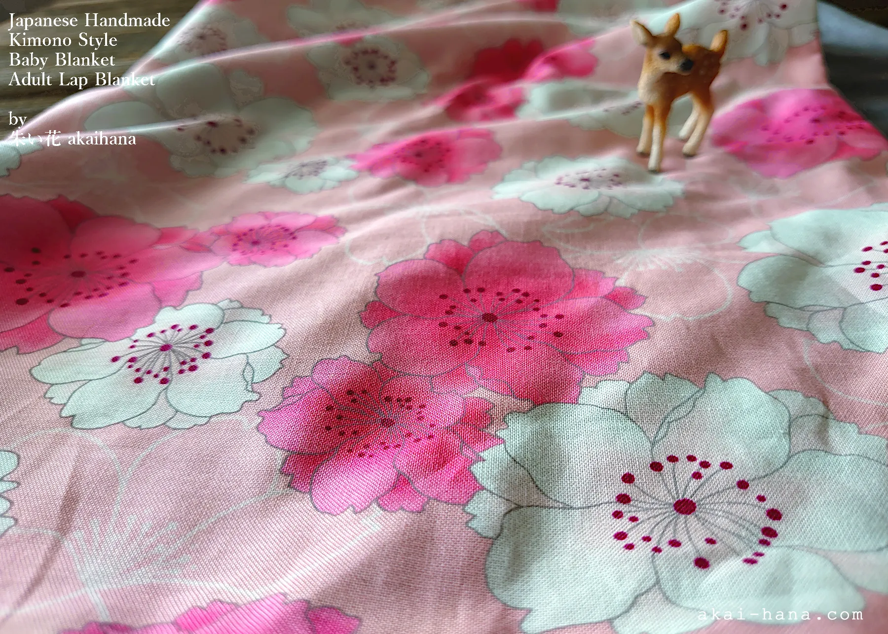 Kimono Baby Blanket/Adult Lap Blanket, Sakura Pink, 2 sizes ⦿blbj0014