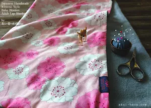 Kimono Baby Blanket/Adult Lap Blanket, Sakura Pink, 2 sizes ⦿blbj0014